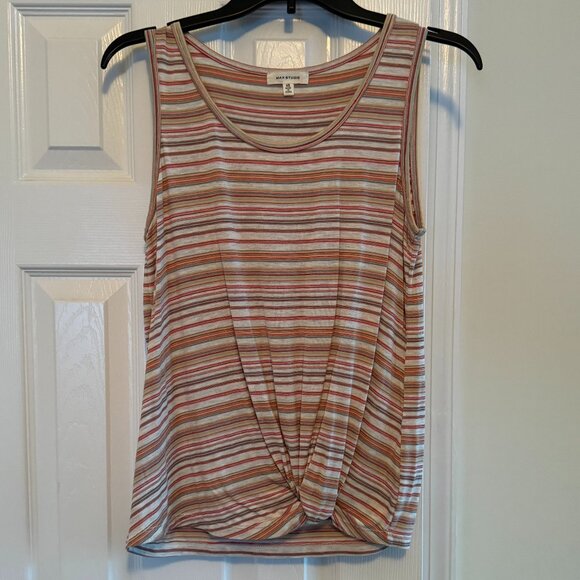Max Studio super cute striped tank top with center knot X Small - Picture 2 of 9
